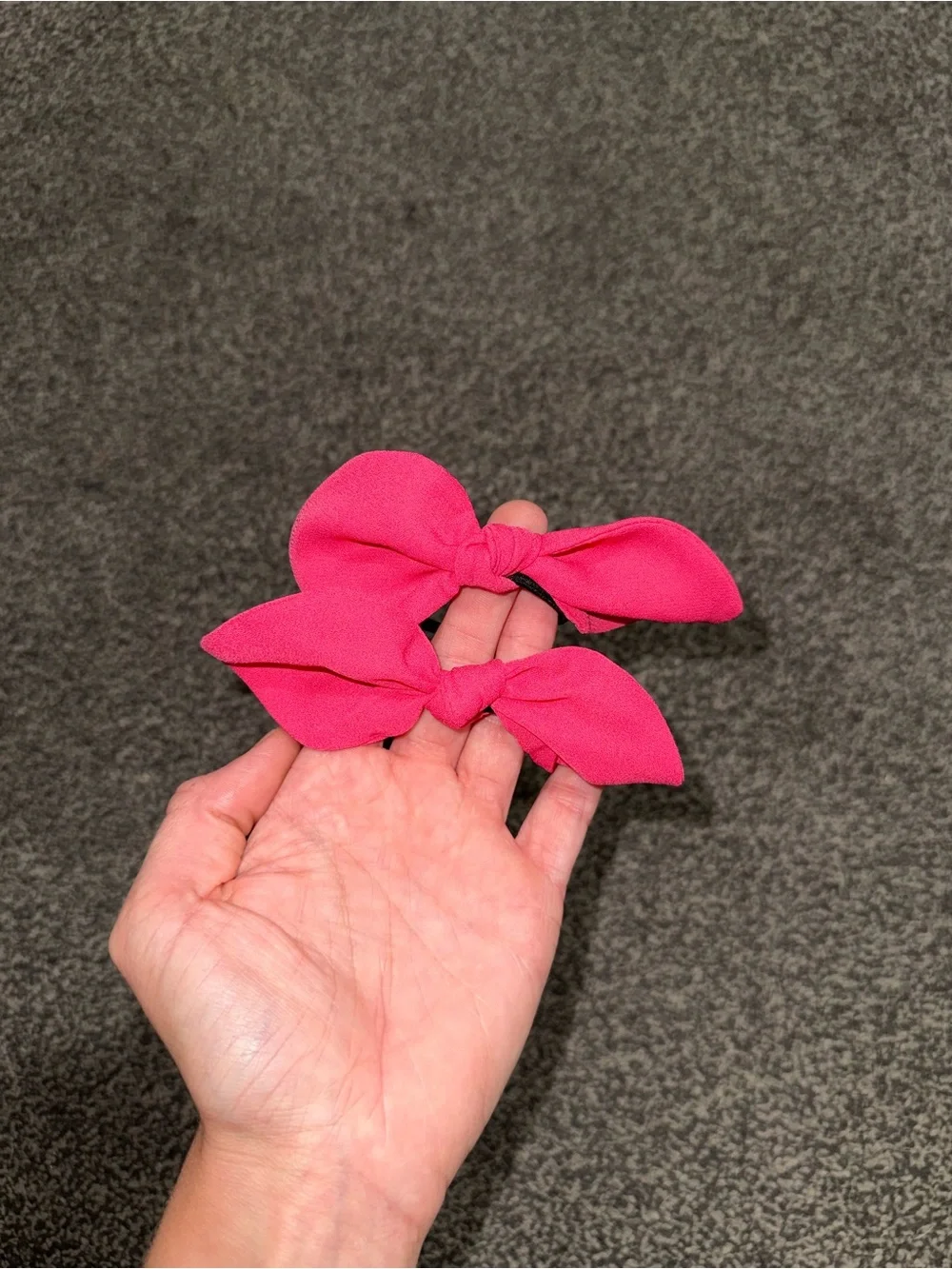 American Girl Doll Pink Bow Hair Ties Set of 2 Ponytail Accessories